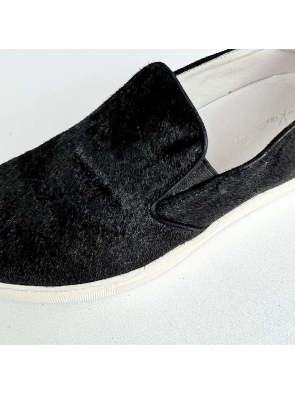 Kenneth Cole King Womens Sneaker Black Haircalf Fashion Slip On Shoes size 8